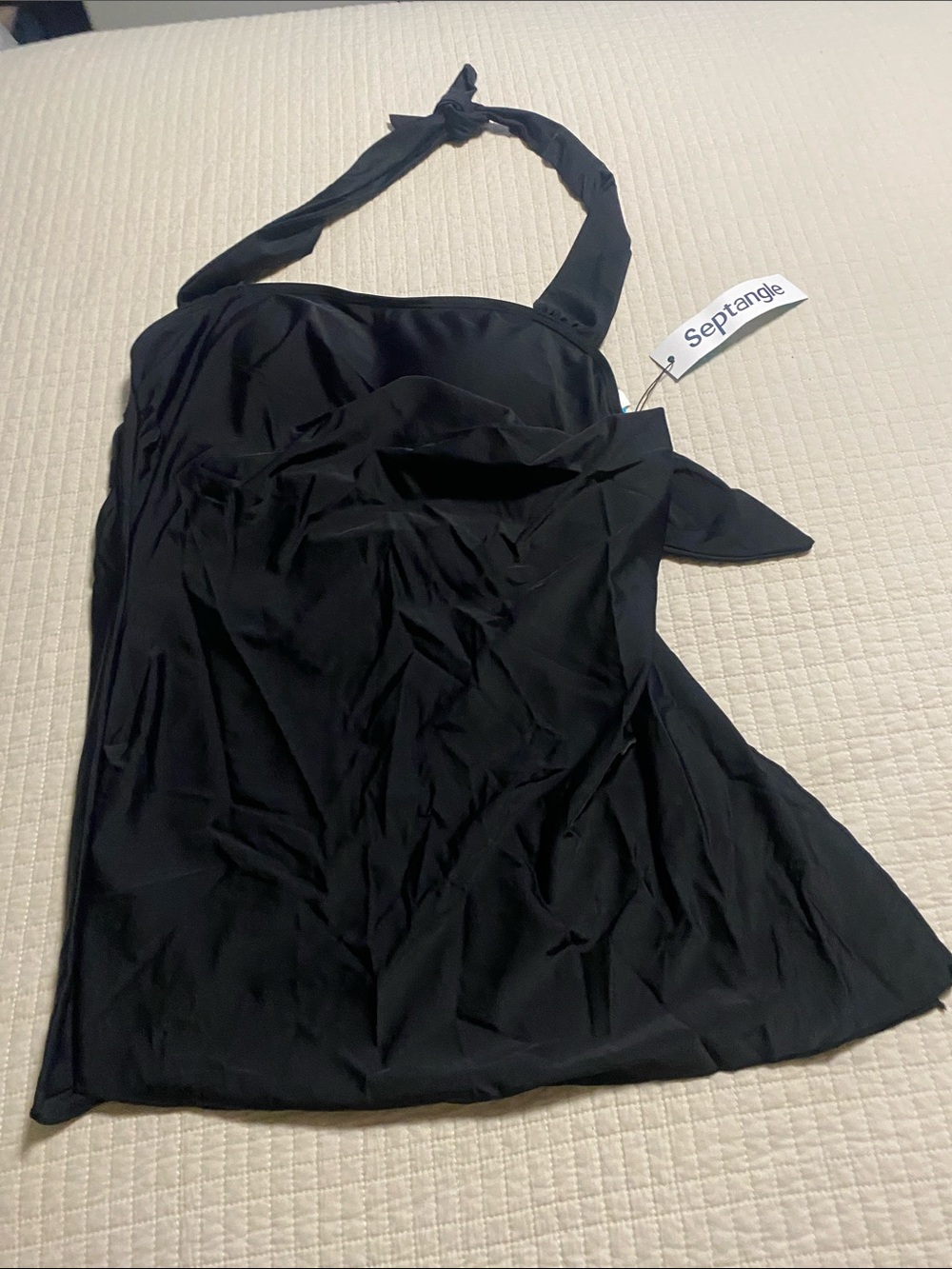 Septangle Black Halter Swim Top